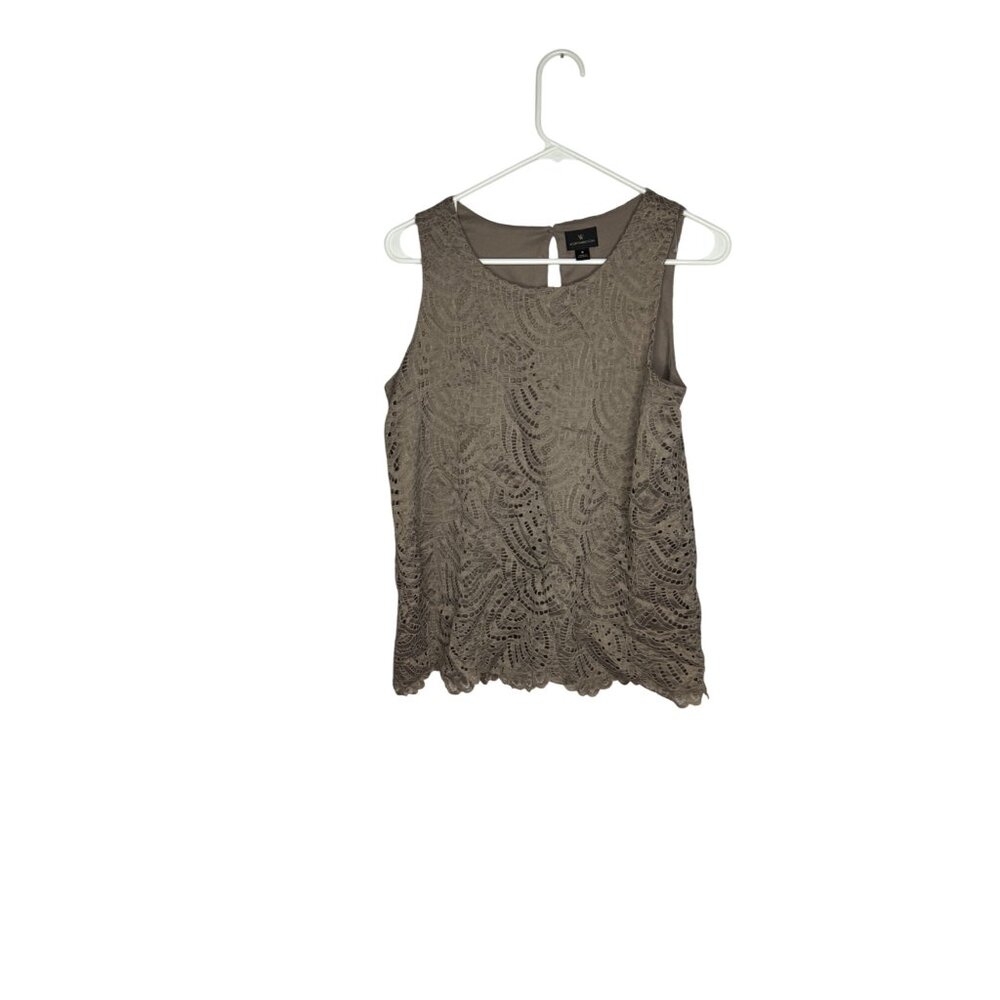 Womens Beige Lace Sleeveless Top By Worthington Size S